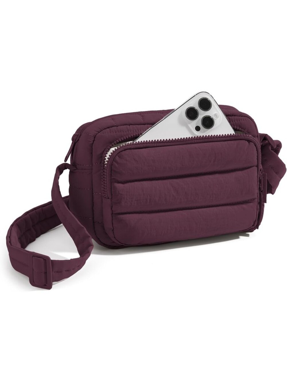 👜Women's Cherry Red Puffer Crossbody Bag RFID Travel Purse Small Handbag Wallet